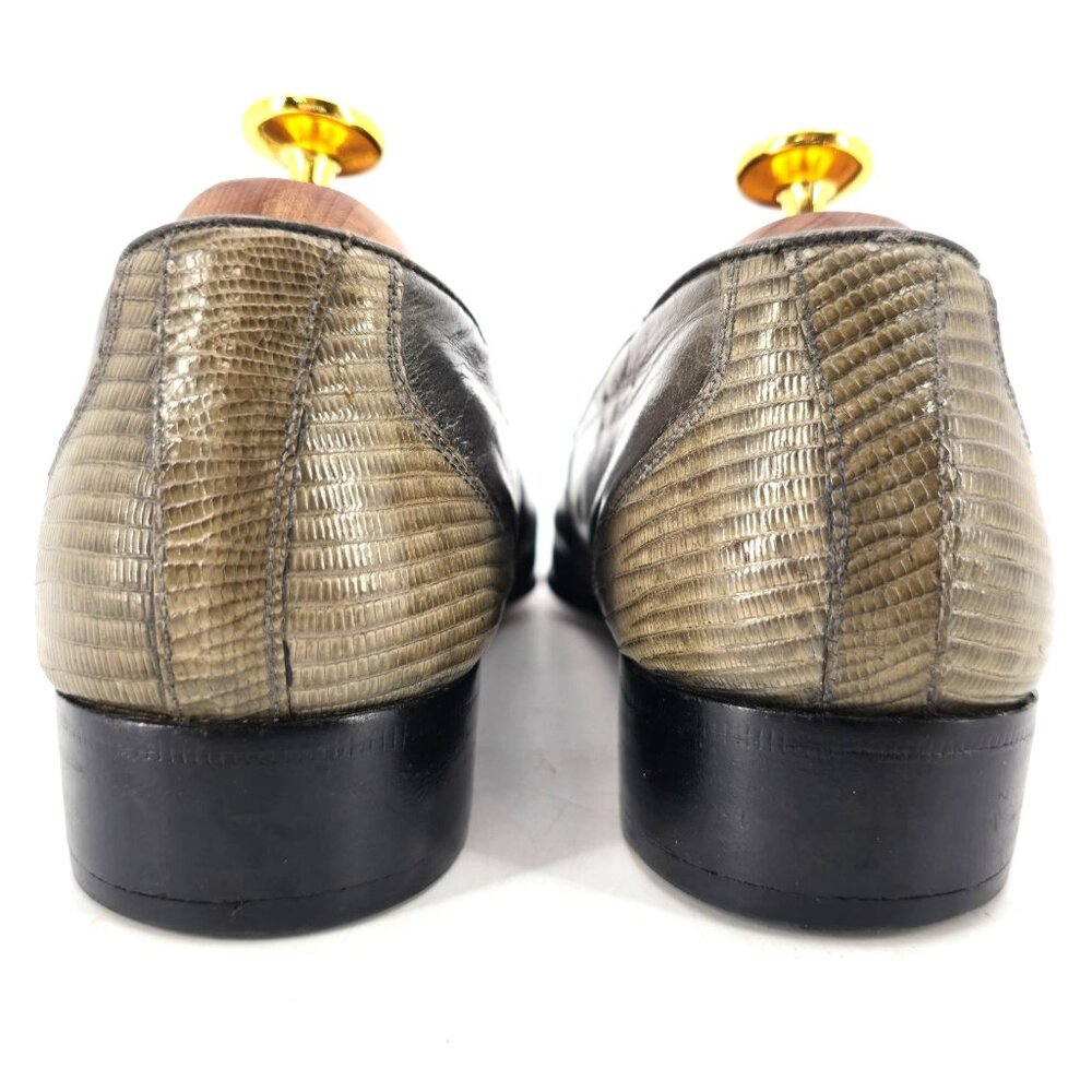 Vintage Exotic Rodolfo Valentino Gray Teju Lizard Men Size 9 Dress Shoes Loafers - Picture 7 of 13